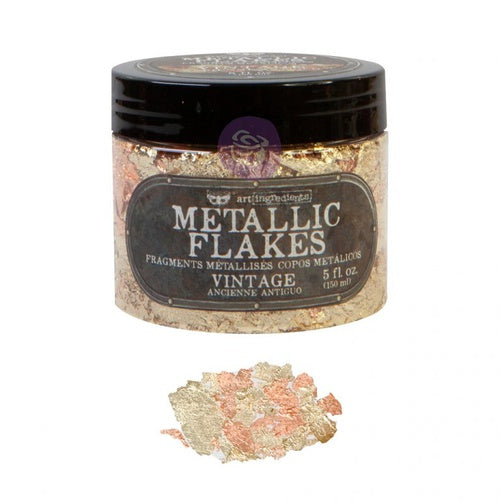 Metal Flakes Vintage Redesign with Prima 30g – láminas metálicas brillantes para decoupage y técnicas mixtas