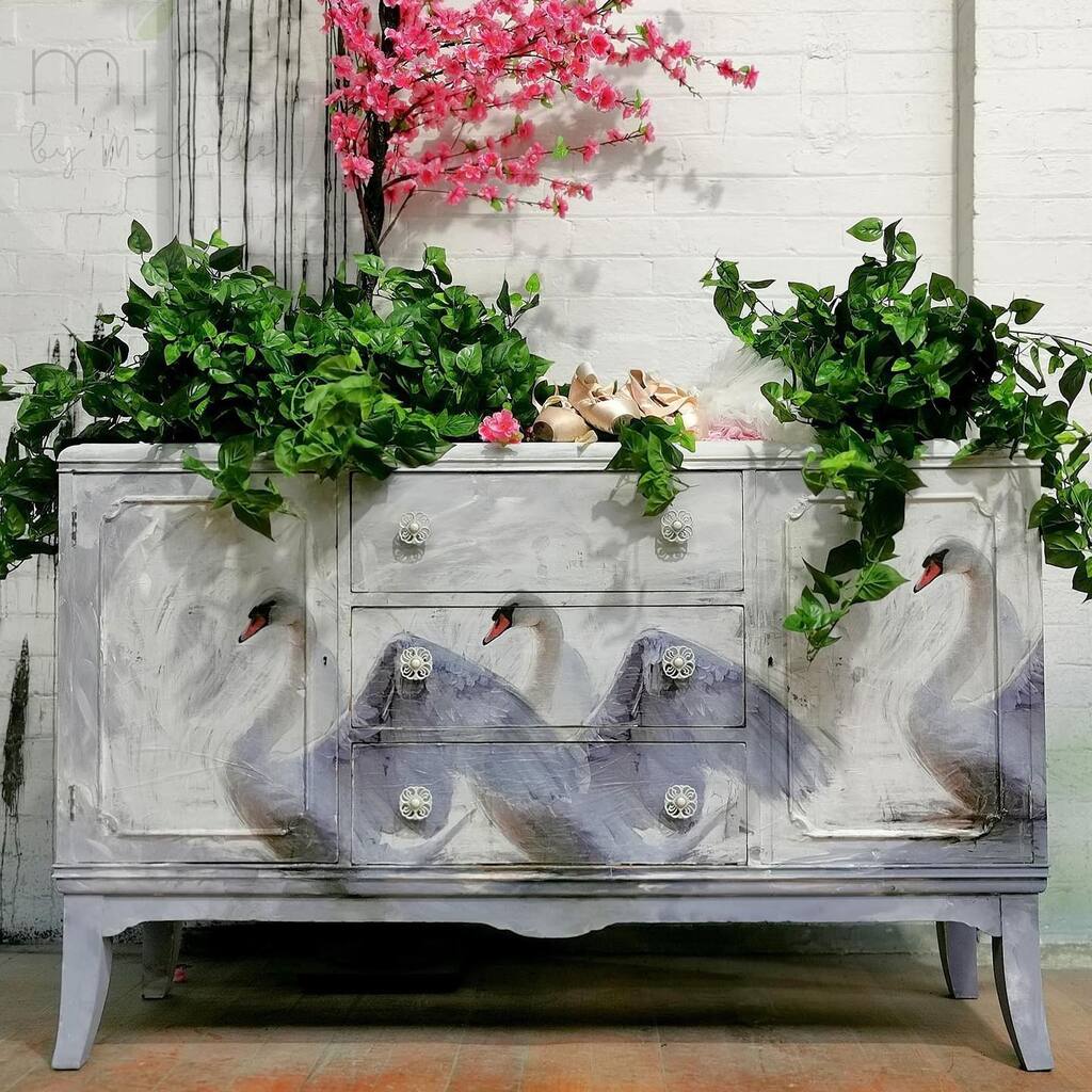 White Swan - Mint by Michelle decoupage paper