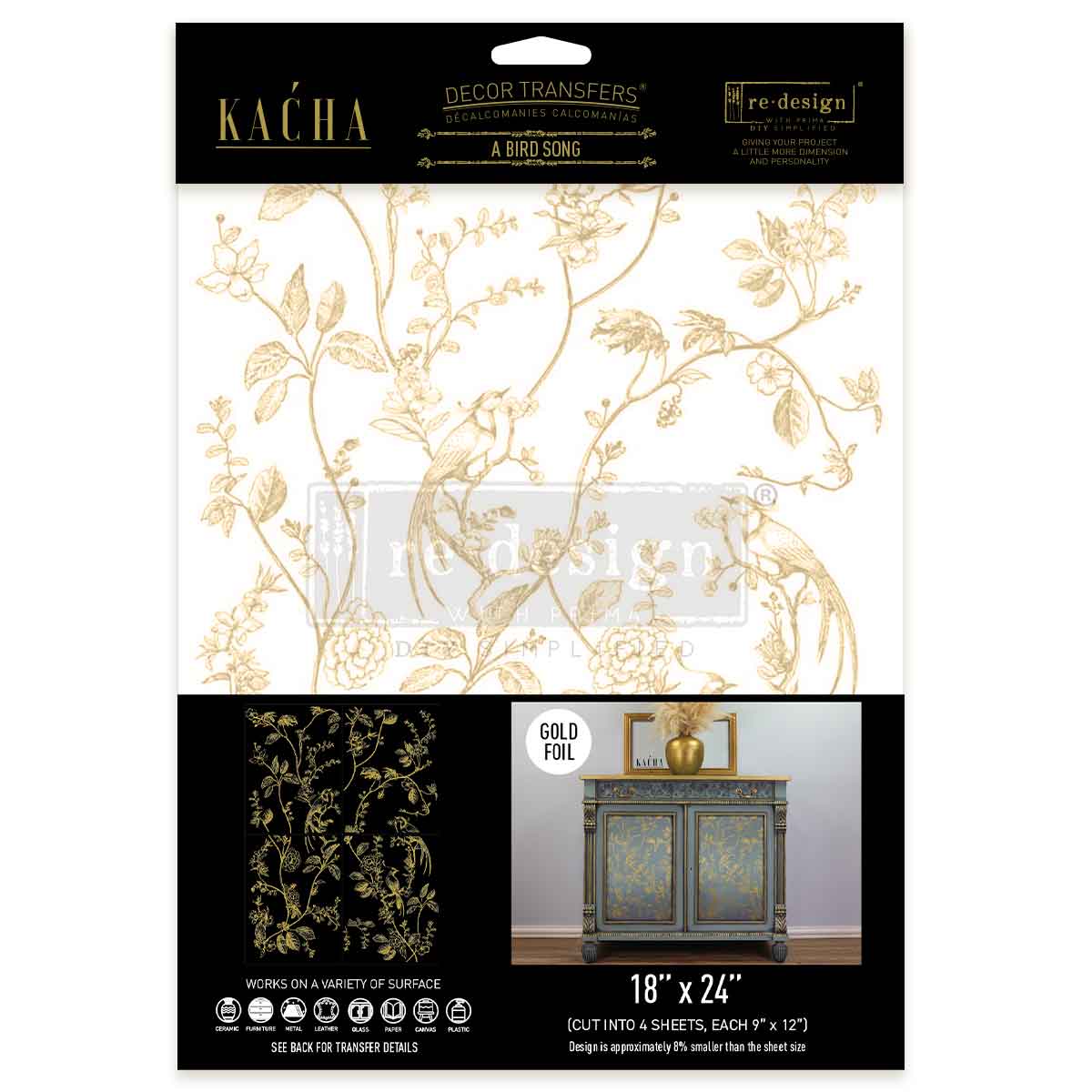 Redesign Decor Transfers® Gold Foil Kacha – A Bird Song