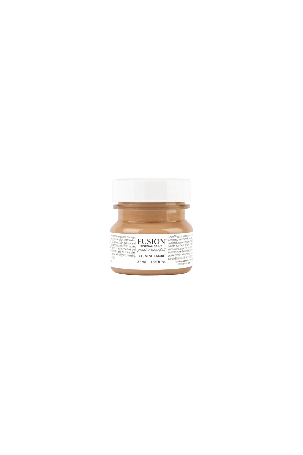 Tester de Fusion Mineral Paint Chestnut Mare 37ml, muestra de color caramelo cálido para proyectos decorativos