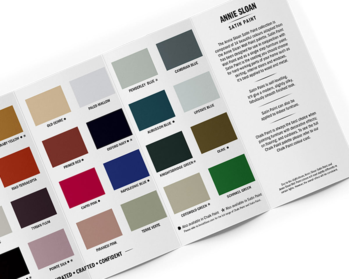 Carta de colores Wall Paint y Satin Paint de Annie Sloan, detalle de página