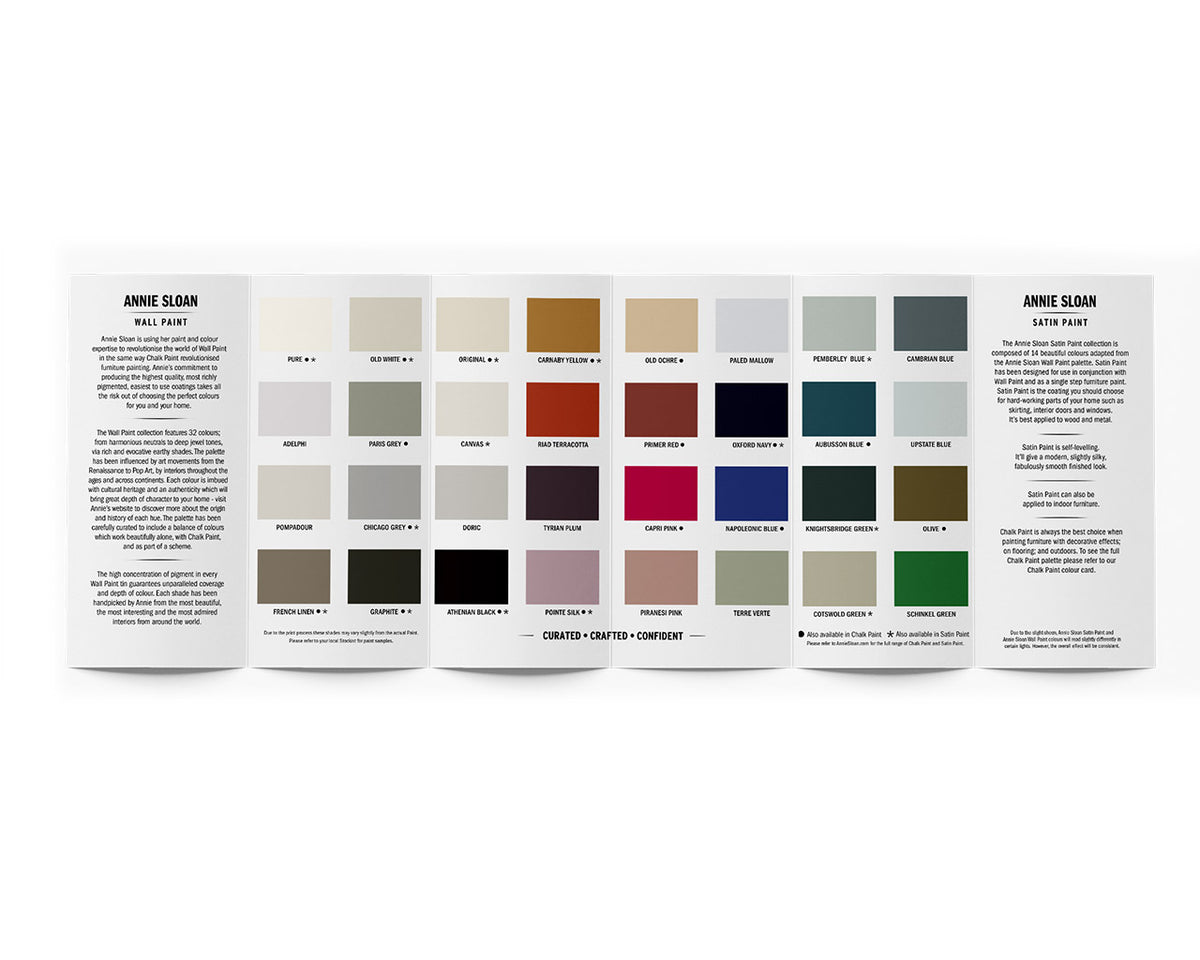Carta de colores Wall Paint y Satin Paint de Annie Sloan, detalle de página