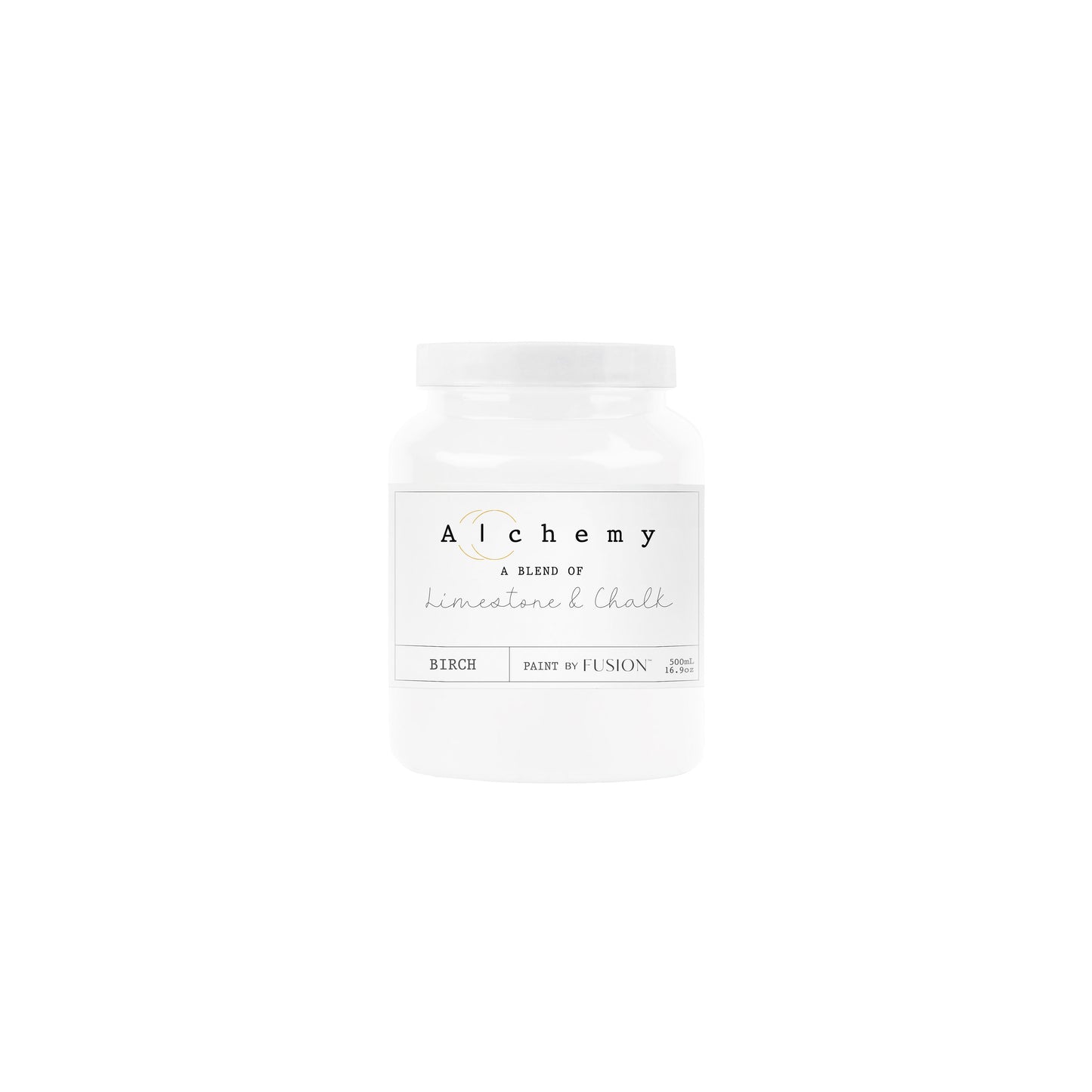 Bote Alchemy by Fusion Birch 500ml, pintura a la tiza blanco roto terroso con subtonos sutiles, mezcla de limestone y chalk para restauración de muebles