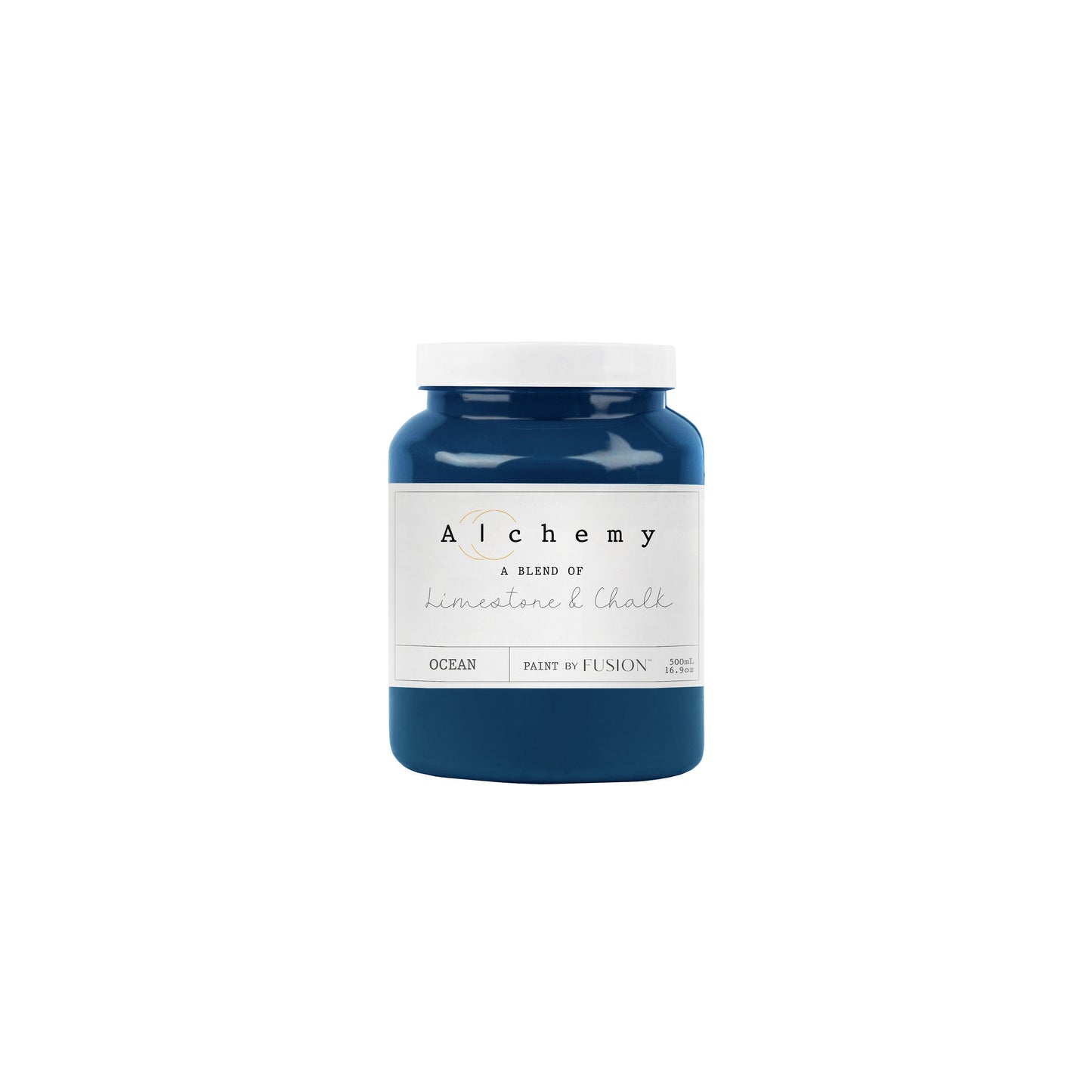 Bote Alchemy by Fusion Ocean 500ml, pintura a la tiza azul intenso marino, mezcla de limestone y chalk para restauración de muebles