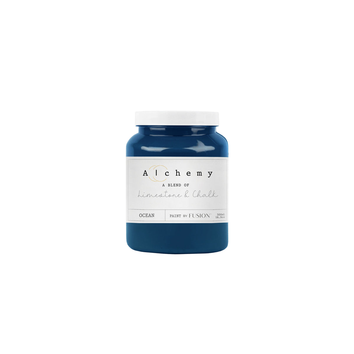 Bote Alchemy by Fusion Ocean 500ml, pintura a la tiza azul intenso marino, mezcla de limestone y chalk para restauración de muebles