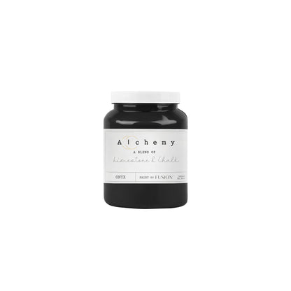 Bote Alchemy by Fusion Onyx 500ml, pintura a la tiza negro puro y equilibrado, mezcla de limestone y chalk para restauración de muebles
