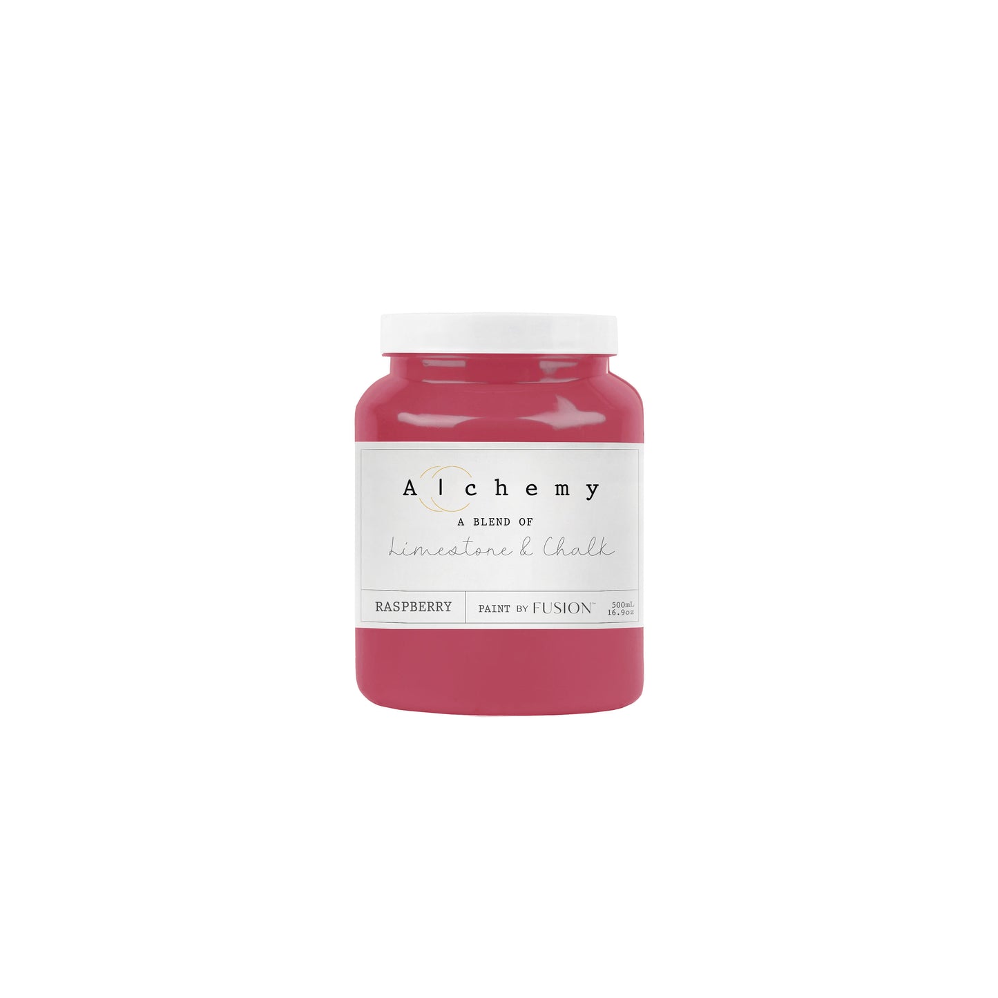 Bote Alchemy by Fusion Raspberry 500ml, pintura a la tiza fucsia vibrante y puro, mezcla de limestone y chalk para restauración de muebles