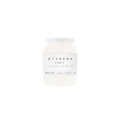 Bote Alchemy by Fusion White Oak 500ml, pintura a la tiza blanco roto antiguo con subtonos amarillos y grises, mezcla de limestone y chalk para restauración de muebles