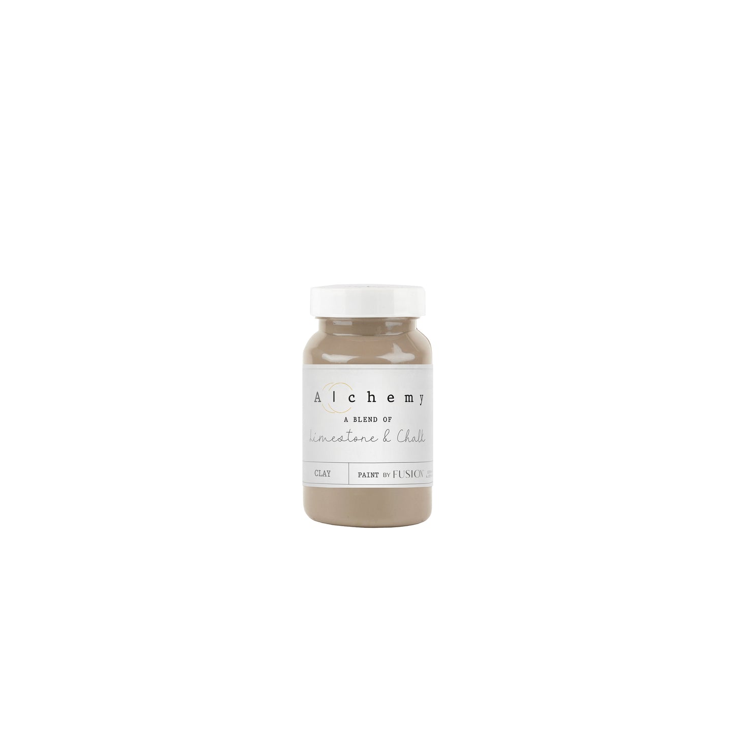 Bote Alchemy by Fusion Clay 120ml, pintura a la tiza taupe profundo con tonos grises cálidos, mezcla de limestone y chalk para muebles