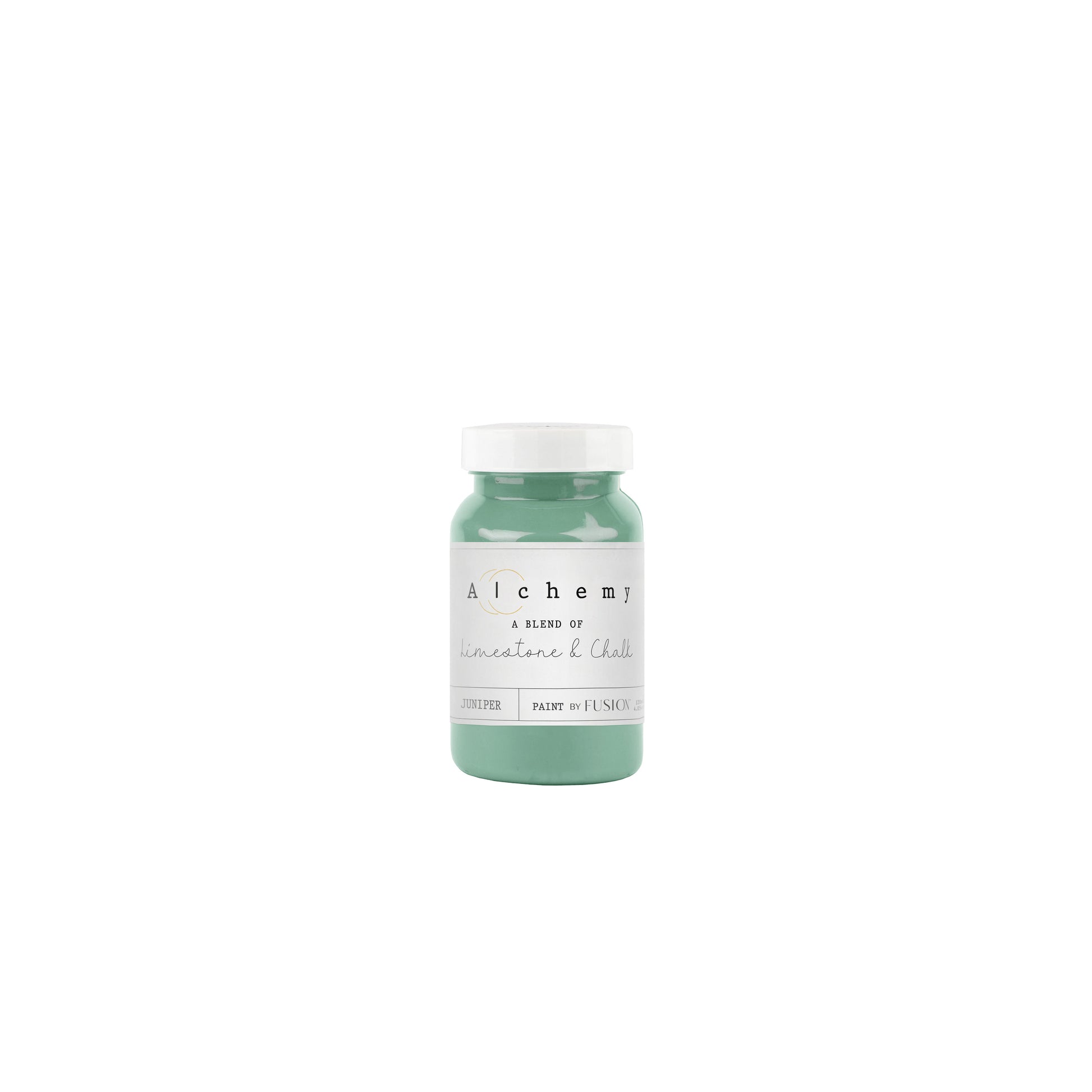 Bote Alchemy by Fusion Juniper 120ml, pintura a la tiza verde medio con subtonos azules, mezcla de limestone y chalk para muebles