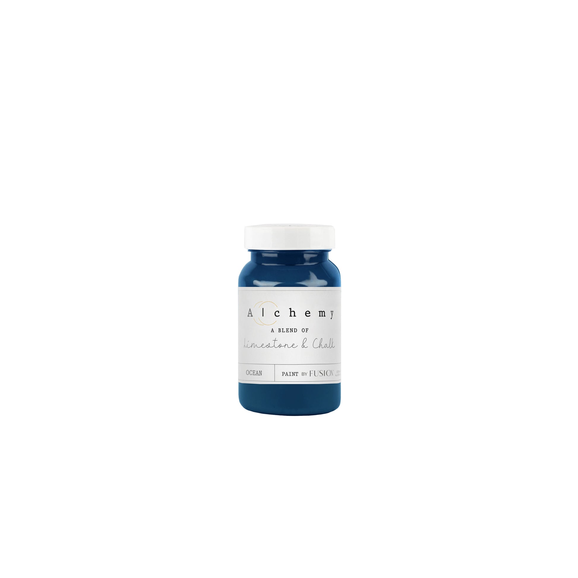 Bote Alchemy by Fusion Ocean 120ml, pintura a la tiza azul intenso marino, mezcla de limestone y chalk para muebles

