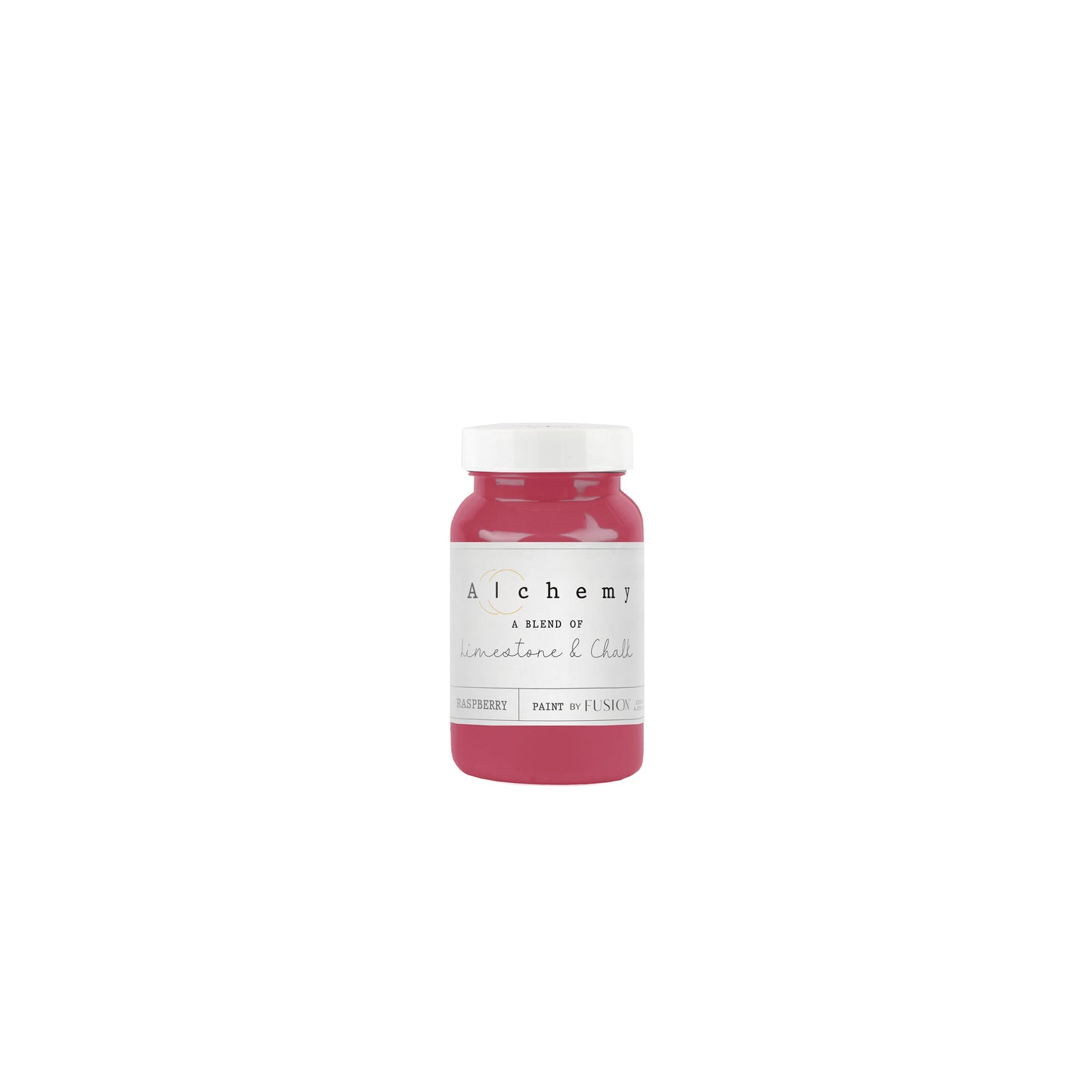 Bote Alchemy by Fusion Raspberry 120ml, pintura a la tiza fucsia vibrante y puro, mezcla de limestone y chalk para muebles