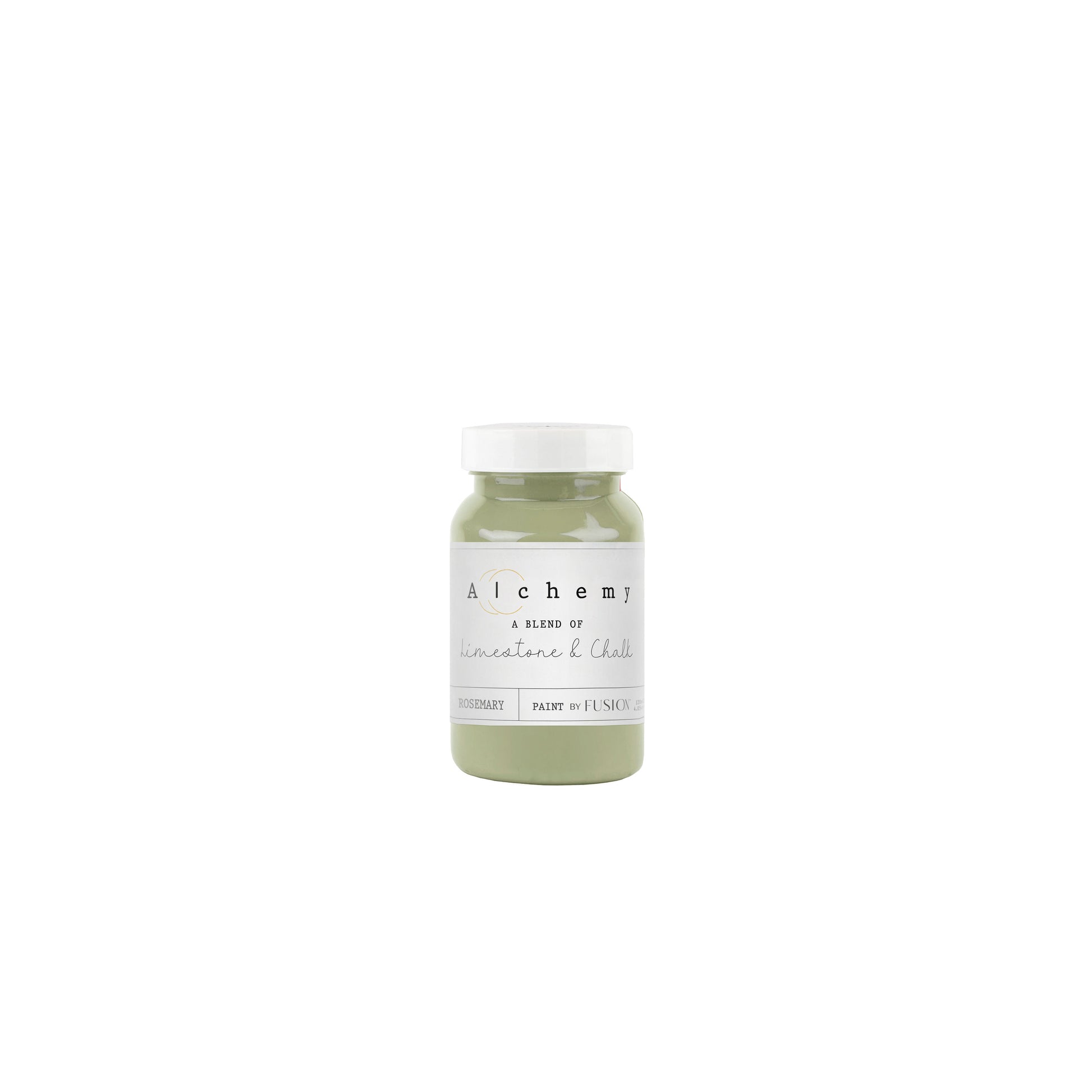 Bote Alchemy by Fusion Rosemary 120ml, pintura a la tiza verde medio herbáceo con matices naturales, mezcla de limestone y chalk para muebles