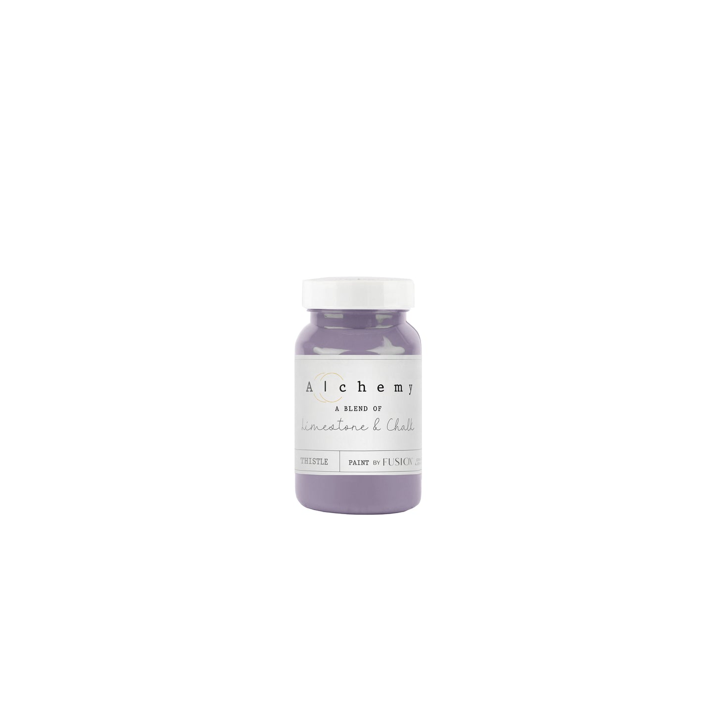 Bote Alchemy by Fusion Thistle 120ml, pintura a la tiza malva profundo y aterciopelado, mezcla de limestone y chalk para muebles