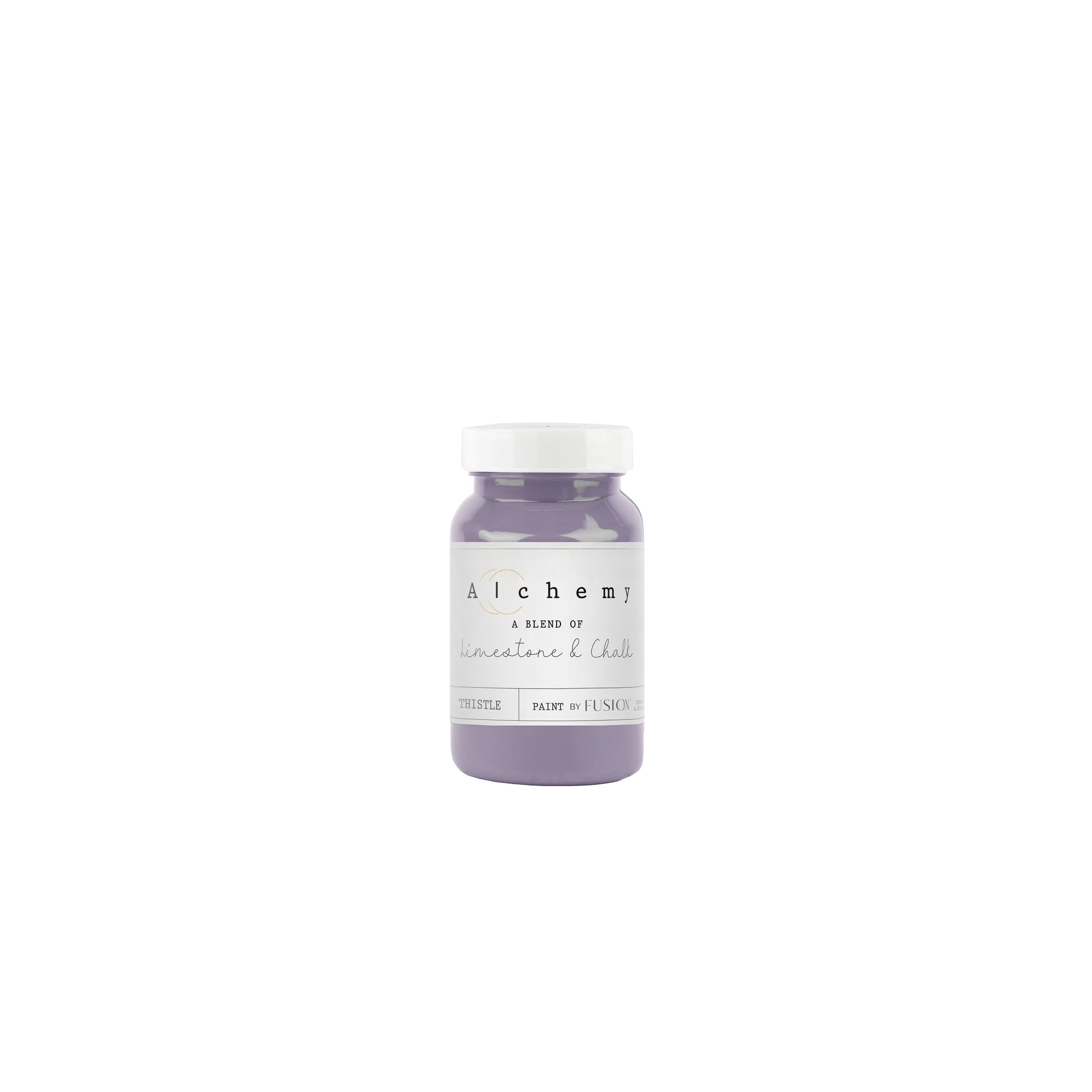 Bote Alchemy by Fusion Thistle 120ml, pintura a la tiza malva profundo y aterciopelado, mezcla de limestone y chalk para muebles