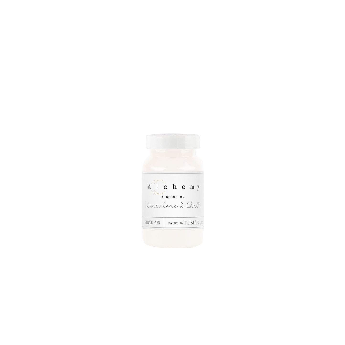 Bote Alchemy by Fusion White Oak 120ml, pintura a la tiza blanco roto antiguo con subtonos amarillos y grises, mezcla de limestone y chalk para muebles
