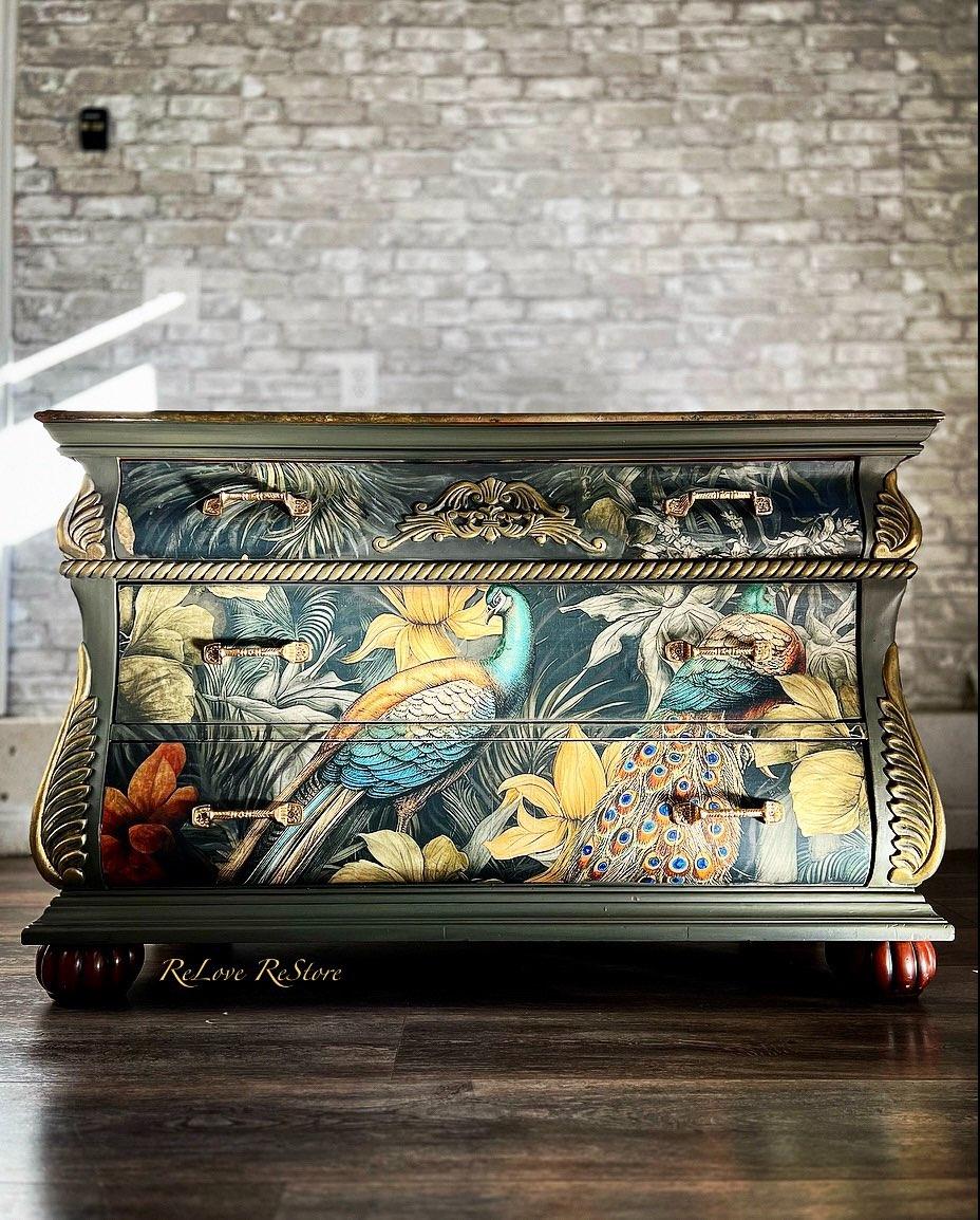 A Peacock Pair - Mint by Michelle Decoupage-Papier