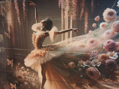 Vintage Ballet & Blooms Dresser – Restored Romantic Furniture / Cómoda Vintage Restaurada de Ballet y Flores