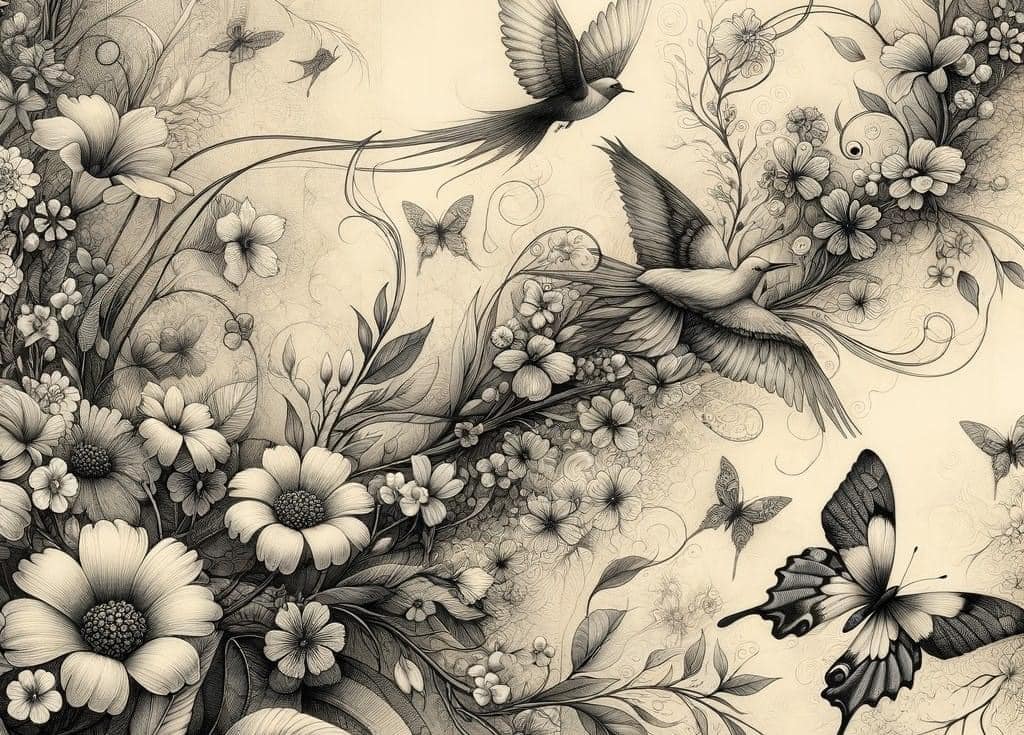 Botanical in Black & White - Mint by Michelle decoupage paper