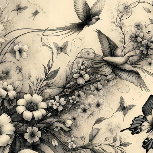 Botanical in Black & White - Mint by Michelle decoupage paper