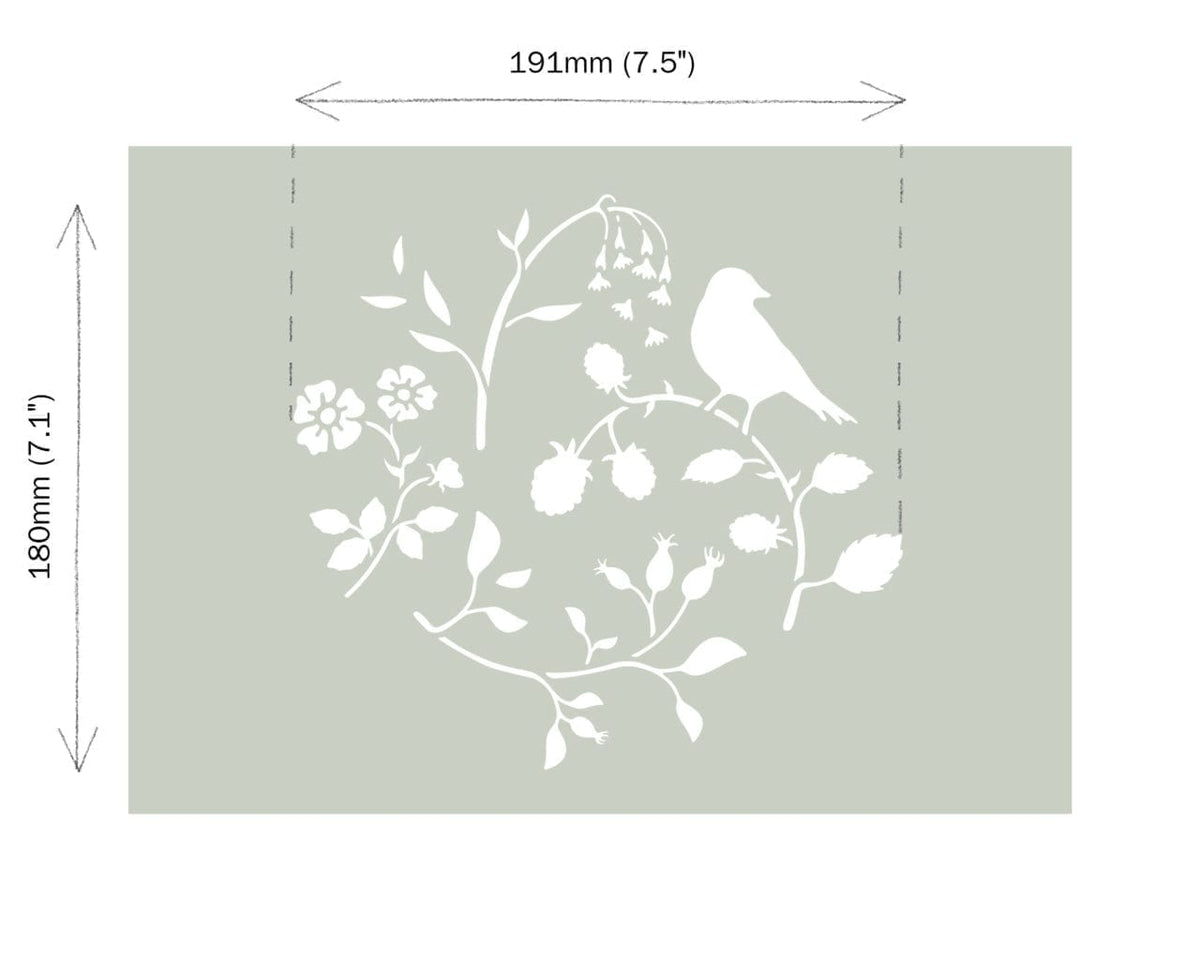 Dimensiones del stencil A4 Countryside Bird Annie Sloan