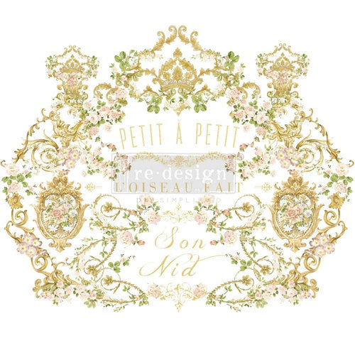 Transferencia decorativa Petit à Petit de Kacha – Re-Design with Prima, diseño dorado inspirado en Versalles | Anaqa Design