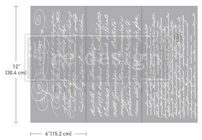Decor Transfers® Secret Letter II – transfer decorativo con caligrafía manuscrita vintage en 3 hojas de 15,2x30,4 cm, Redesign with Prima
