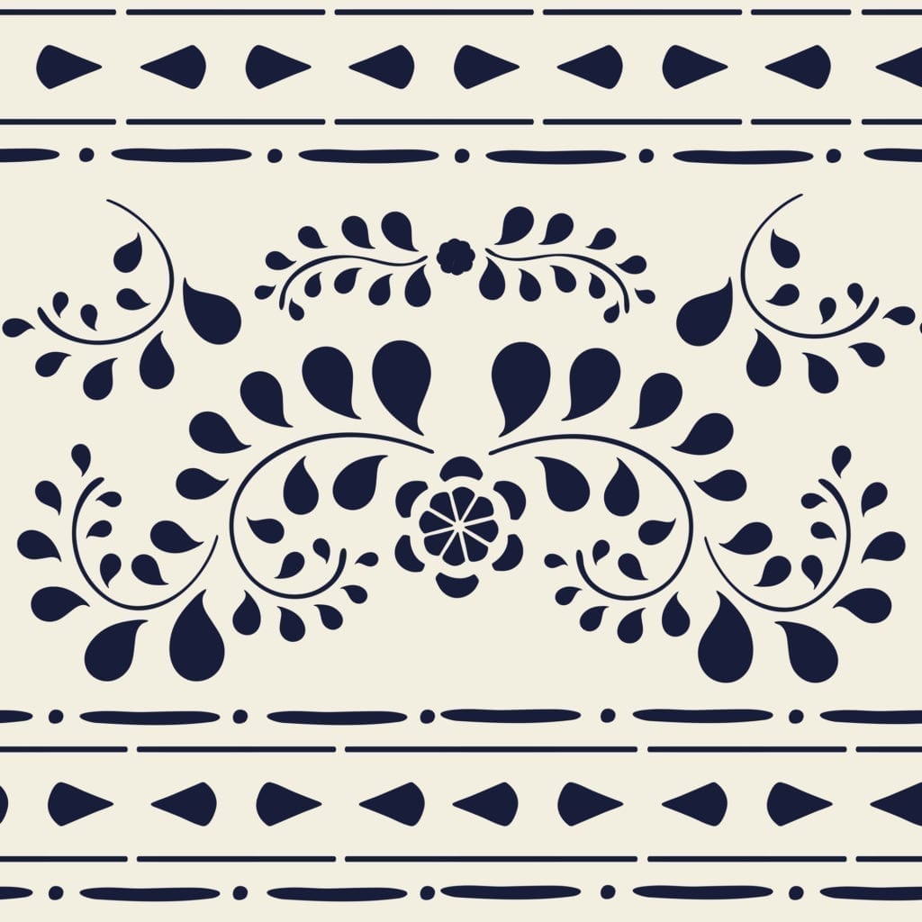 Diseño Faux Bone Inlay pintado en Old White y Oxford Navy