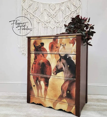 Herd of Horses - Mint by Michelle decoupage paper