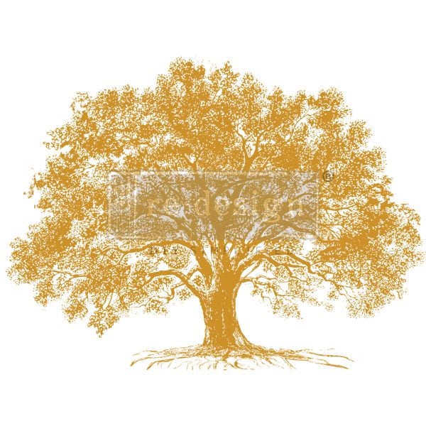 Gold Foil Decor Transfer Growth de Kacha - diseño completo árbol dorado con raíces sobre fondo blanco - Re-Design with Prima
