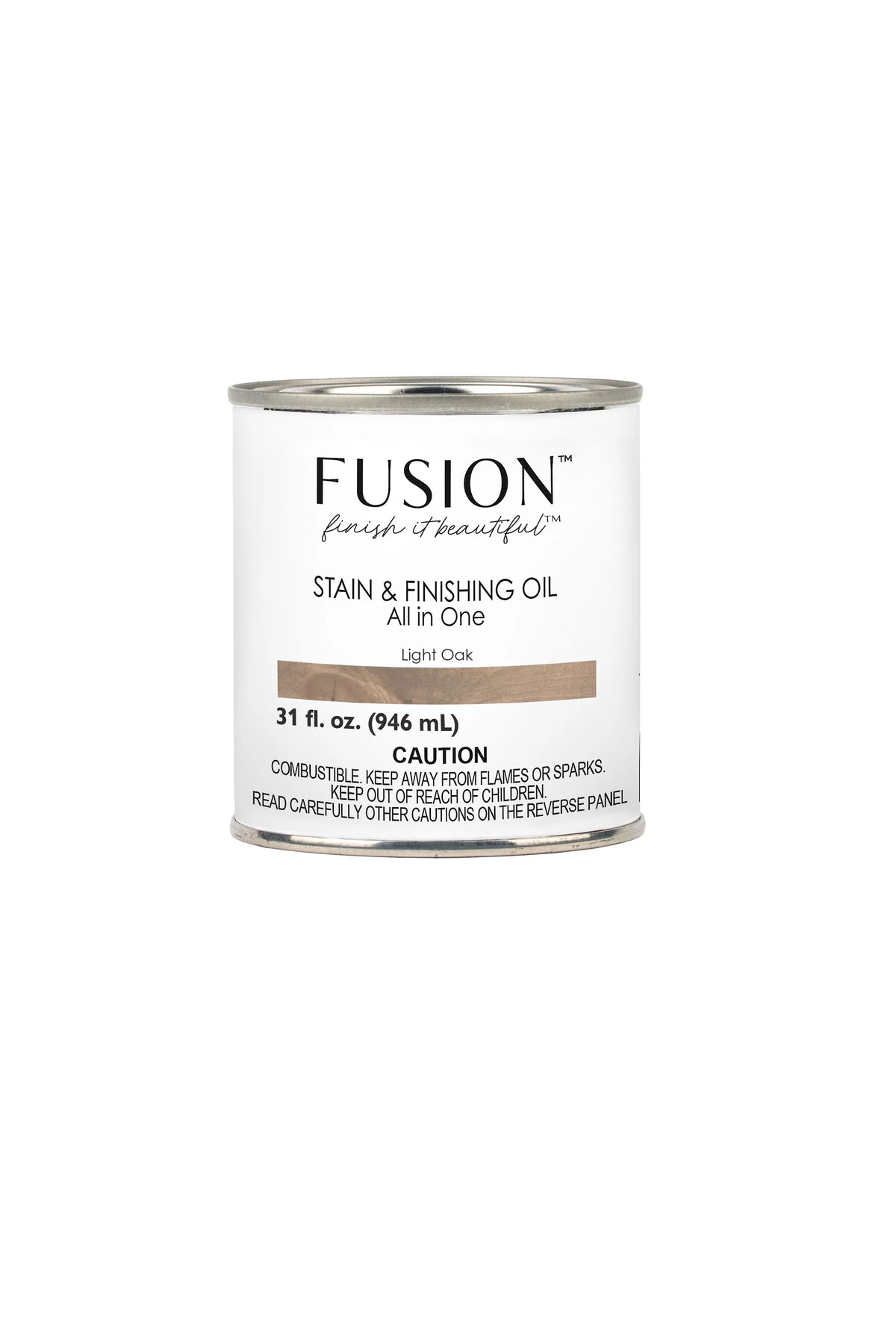 Bote de Aceite Fusion Stain and Finishing Oil Light Oak de 237 ml en tono roble claro para teñir, acondicionar y proteger madera