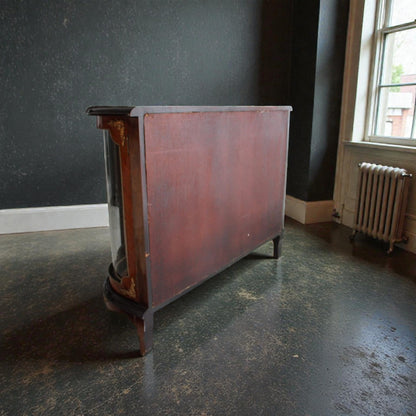 French Louis XV style sideboard/display cabinet with oil painting and bronze marquetry.