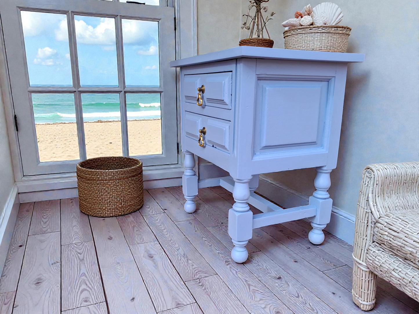 Restaurierter Nachttisch · Rustikale Möbel aus dem 19. Jahrhundert