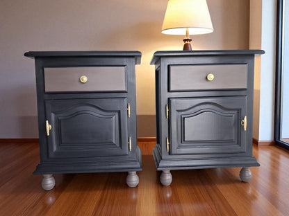 AGOTADO! Antique Nightstand / Mesitas de Noche Antiguas Restauradas – Solid Wood, Brass Handles, Eco Finish