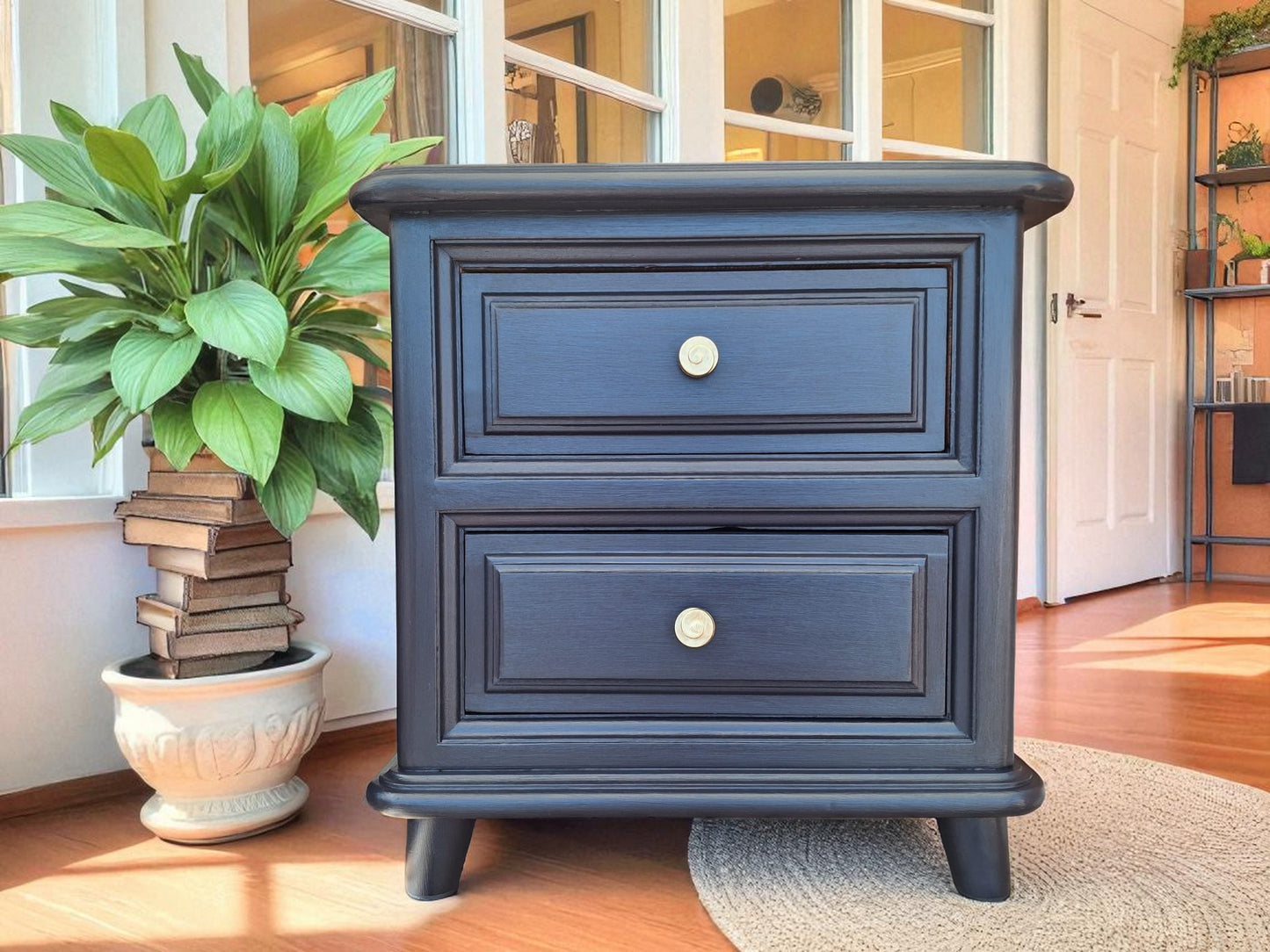 AGOTADO! Mesitas Antiguas Azul Noche – Madera Maciza Restaurada