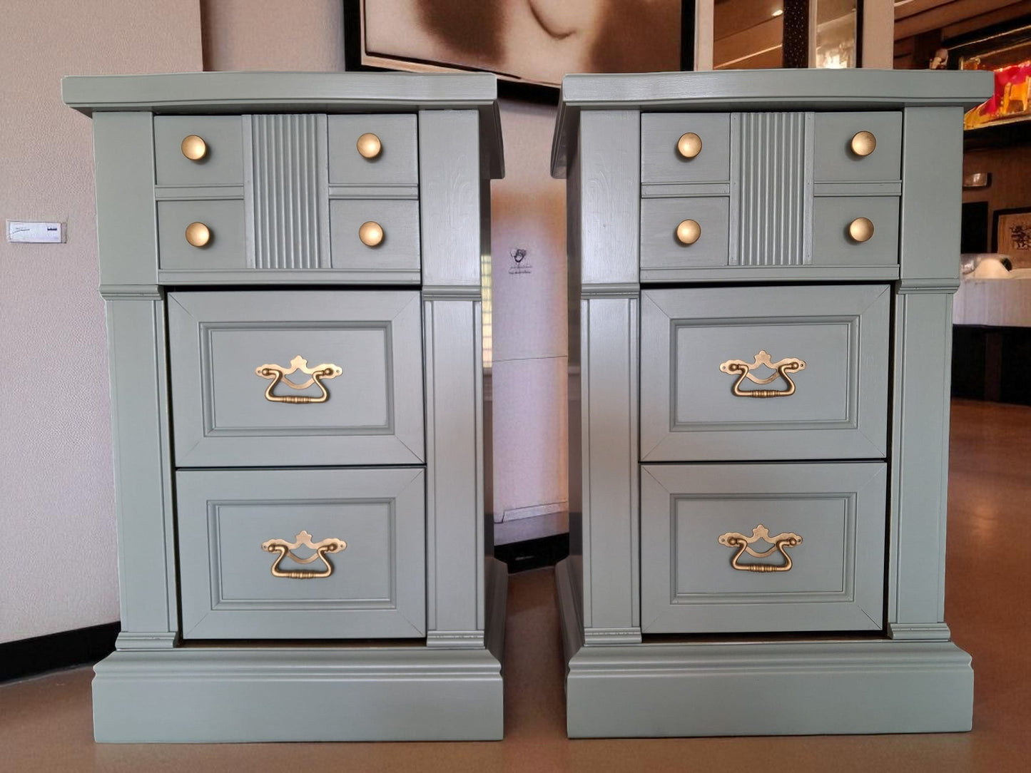 AGOTADO! Mid-Century Modern Laurel Green Nightstands – Restored & Eco-Friendly | Mesitas de Noche Verde Laurel Estilo MCD – Restauradas  Eco-Friendly
