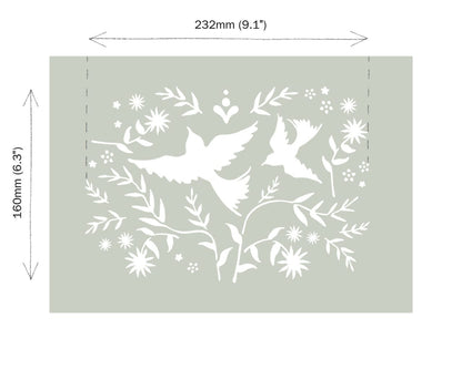 Dimensiones del stencil A4 Mexican Birds Annie Sloan