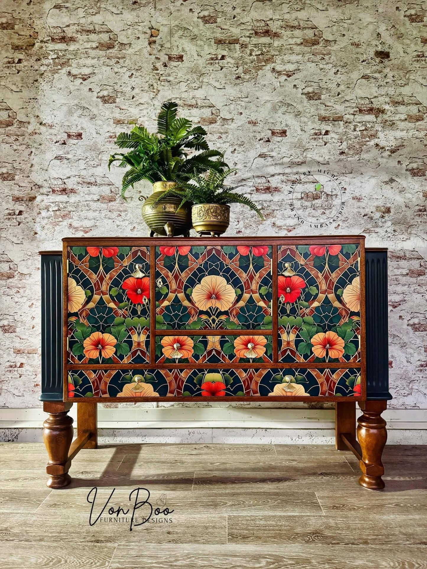 Stained Glass Blossoms - Mint by Michelle decoupage paper