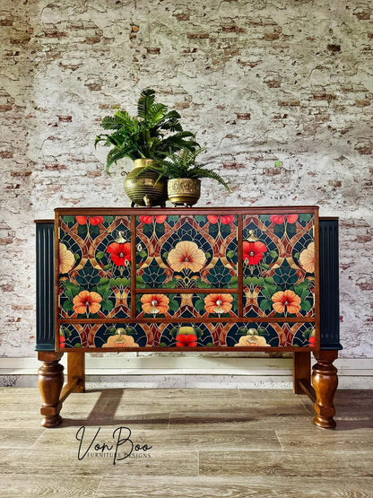 Stained Glass Blossoms - Mint by Michelle decoupage paper