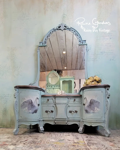 White Swan REVERSED - Mint by Michelle decoupage paper