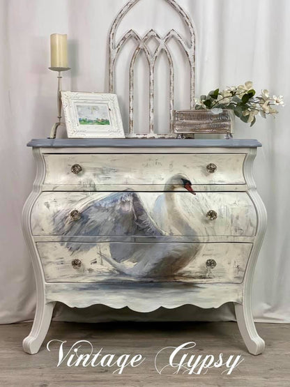 White Swan REVERSED - Mint by Michelle decoupage paper