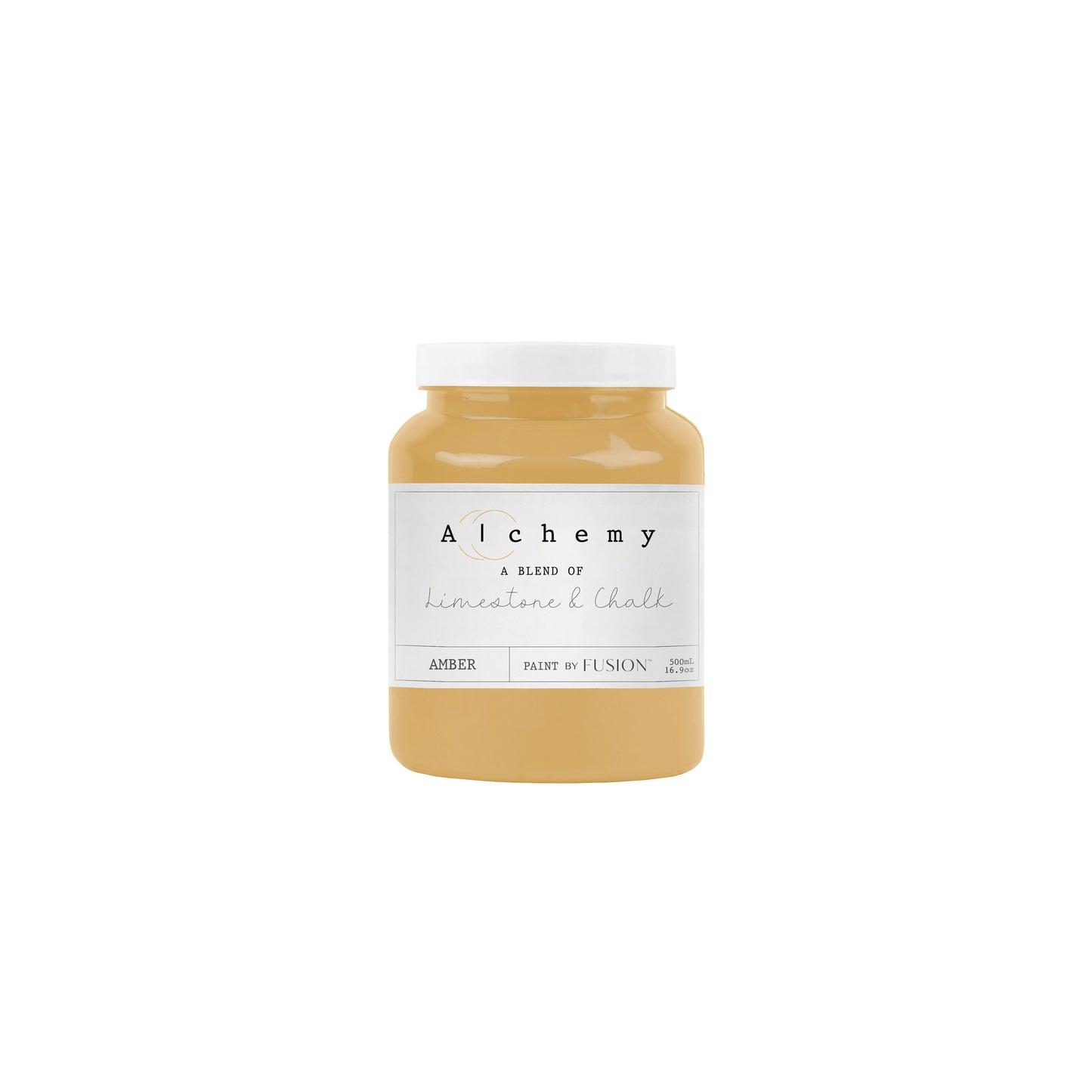 Bote Alchemy by Fusion Amber 500ml, pintura a la tiza oro antiguo con matices óxido, mezcla de limestone y chalk para restauración de muebles
