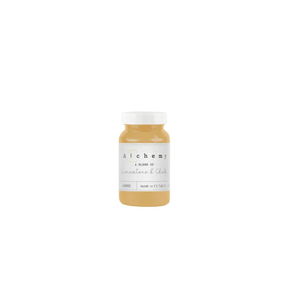 Bote Alchemy by Fusion Amber 120ml, pintura a la tiza oro antiguo con matices óxido, mezcla de limestone y chalk para muebles