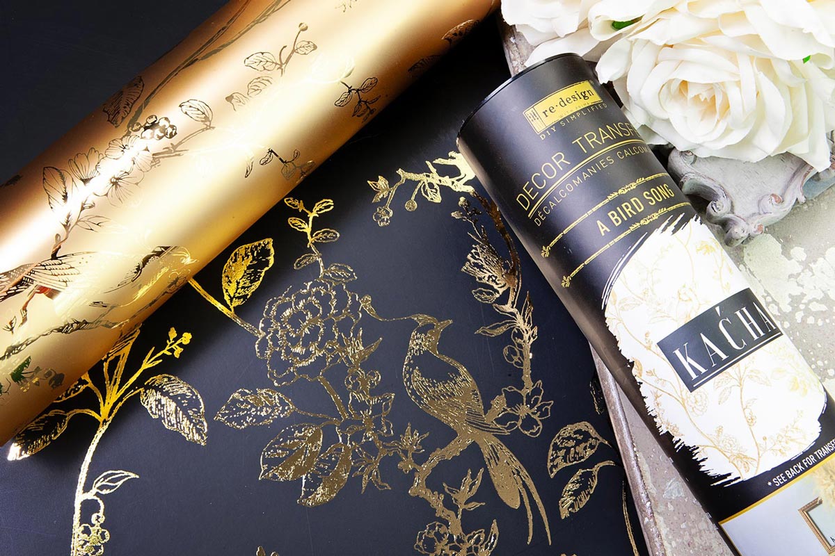 Packaging Gold Foil Decor Transfer A Bird Song de Kacha - Re-Design with Prima, lámina 18x24 pulgadas cortada en 4 hojas de 9x12 pulgadas
