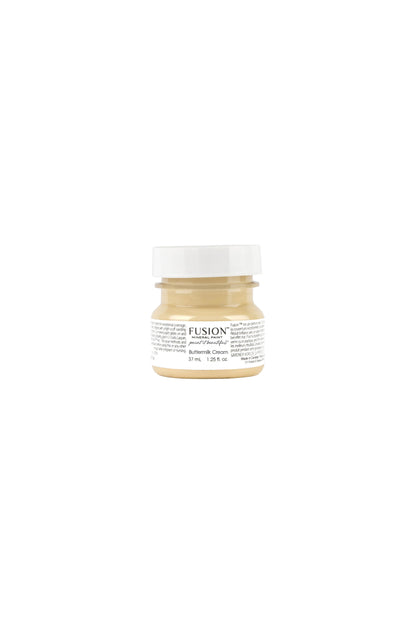 Tester de Fusion Mineral Paint Buttermilk Cream 37ml, muestra de color amarillo crema mantequilla cálido para proyectos decorativos

