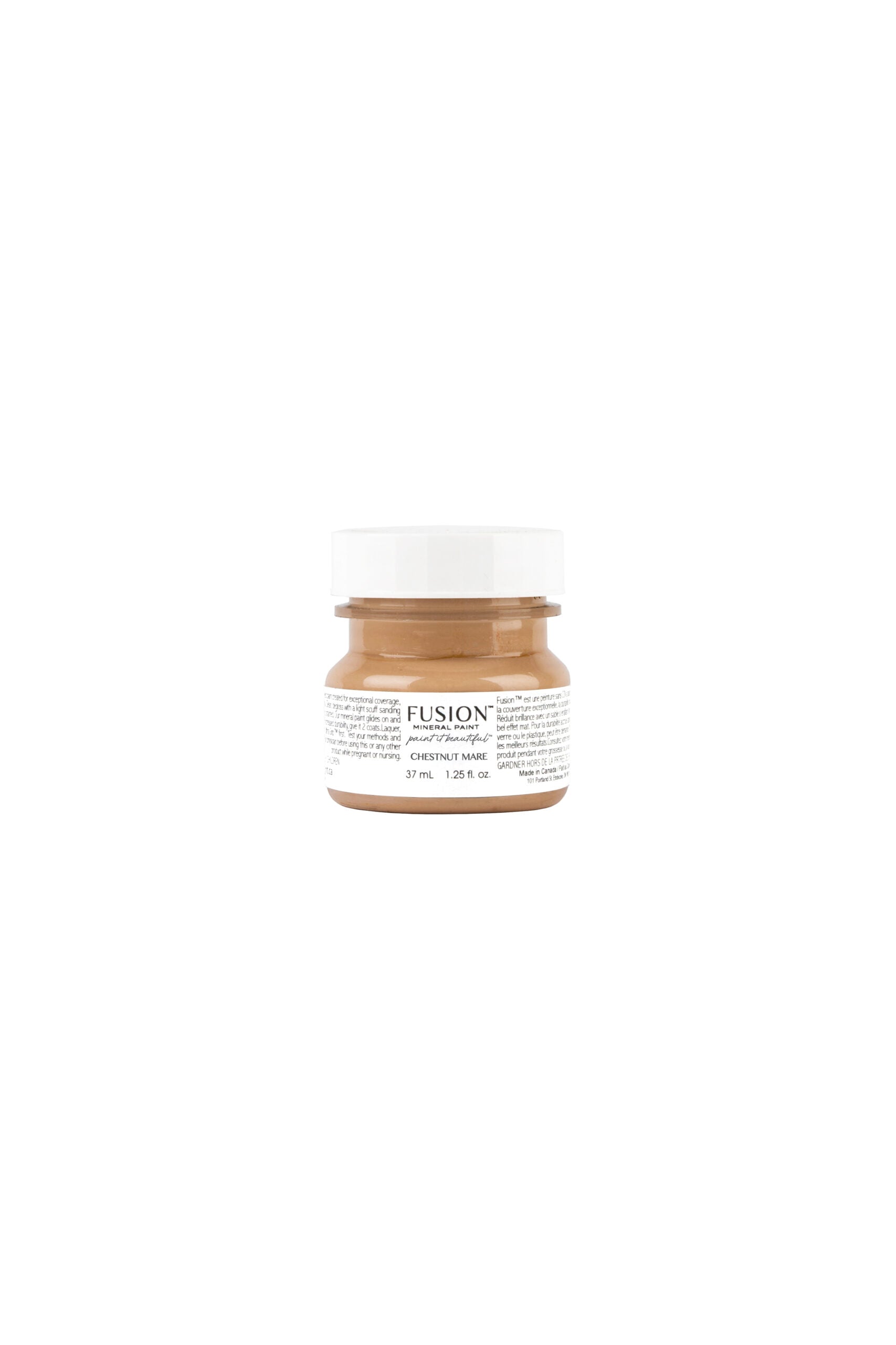 Tester de Fusion Mineral Paint Chestnut Mare 37ml, muestra de color caramelo cálido para proyectos decorativos