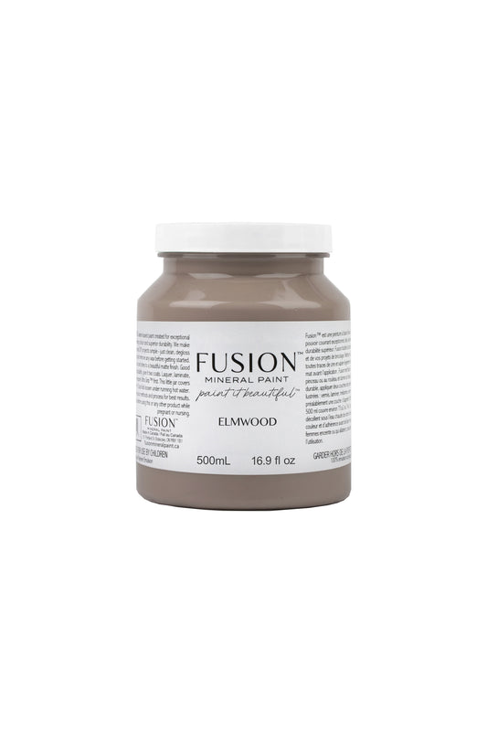 Bote de Fusion Mineral Paint Elmwood 500ml, pintura mineral marrón oscuro con matices grises para restauración de muebles