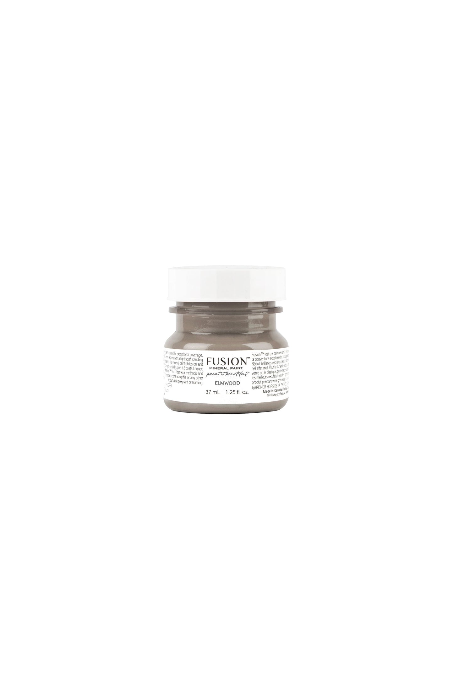 Tester de Fusion Mineral Paint Elmwood 37ml, muestra de color marrón oscuro cálido para proyectos decorativos