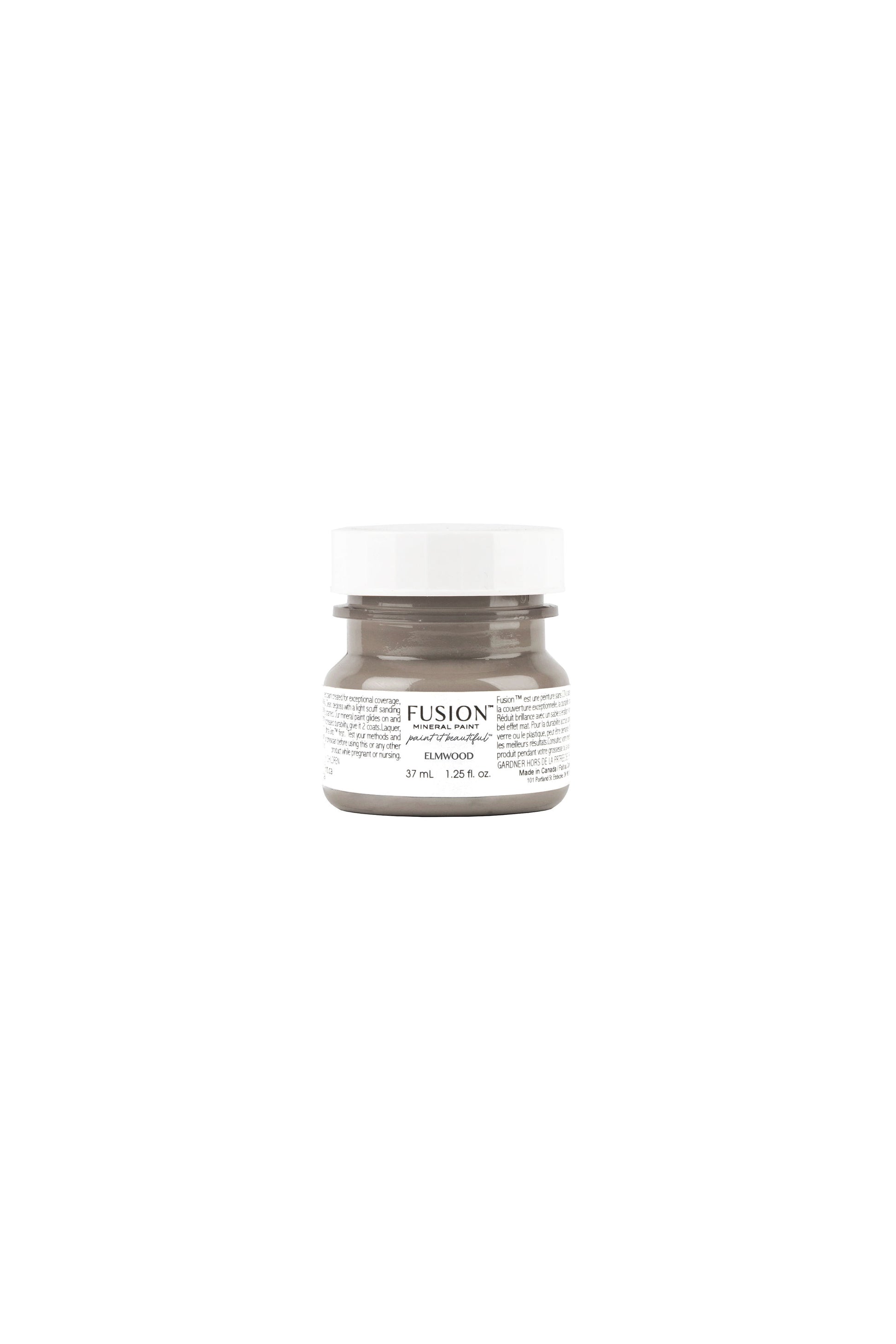 Tester de Fusion Mineral Paint Elmwood 37ml, muestra de color marrón oscuro cálido para proyectos decorativos