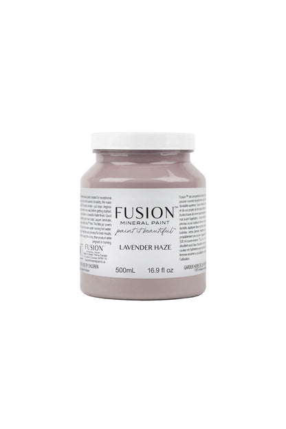 Bote de Fusion Mineral Paint Lavender Haze 500ml, pintura mineral lavanda con matices malva mate para restauración de muebles